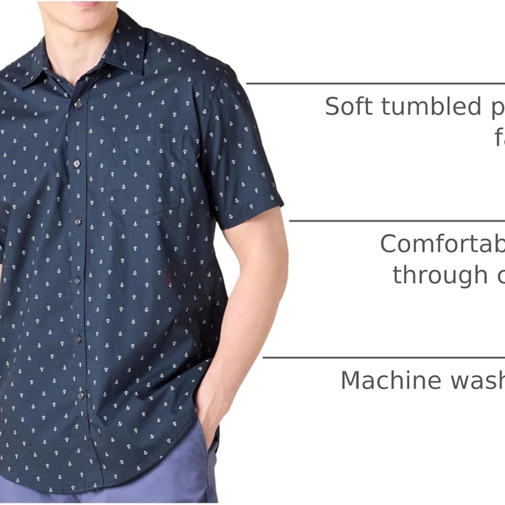 Amazon Essentials Men's Navy Patterned Nautical S… - image 6
